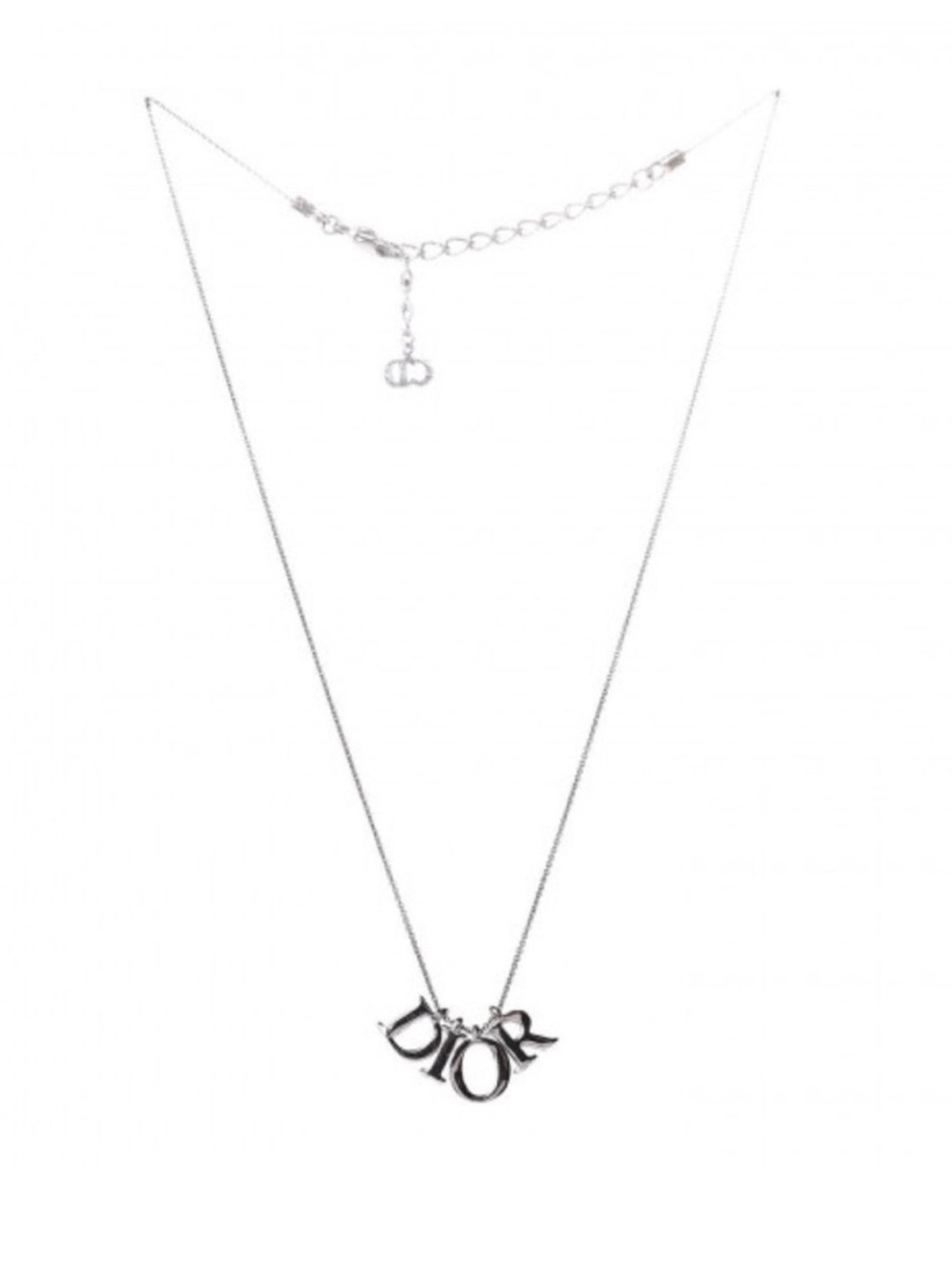 AUTHENTIC Dior Silver-Tone DIOR Letter Charm Necklace - Picture 3 of 9